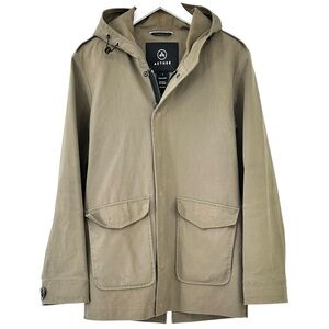 AETHER Khaki Gray Non-Insulated Lightweight Hooded Cotton Zip Up Jacket Coat